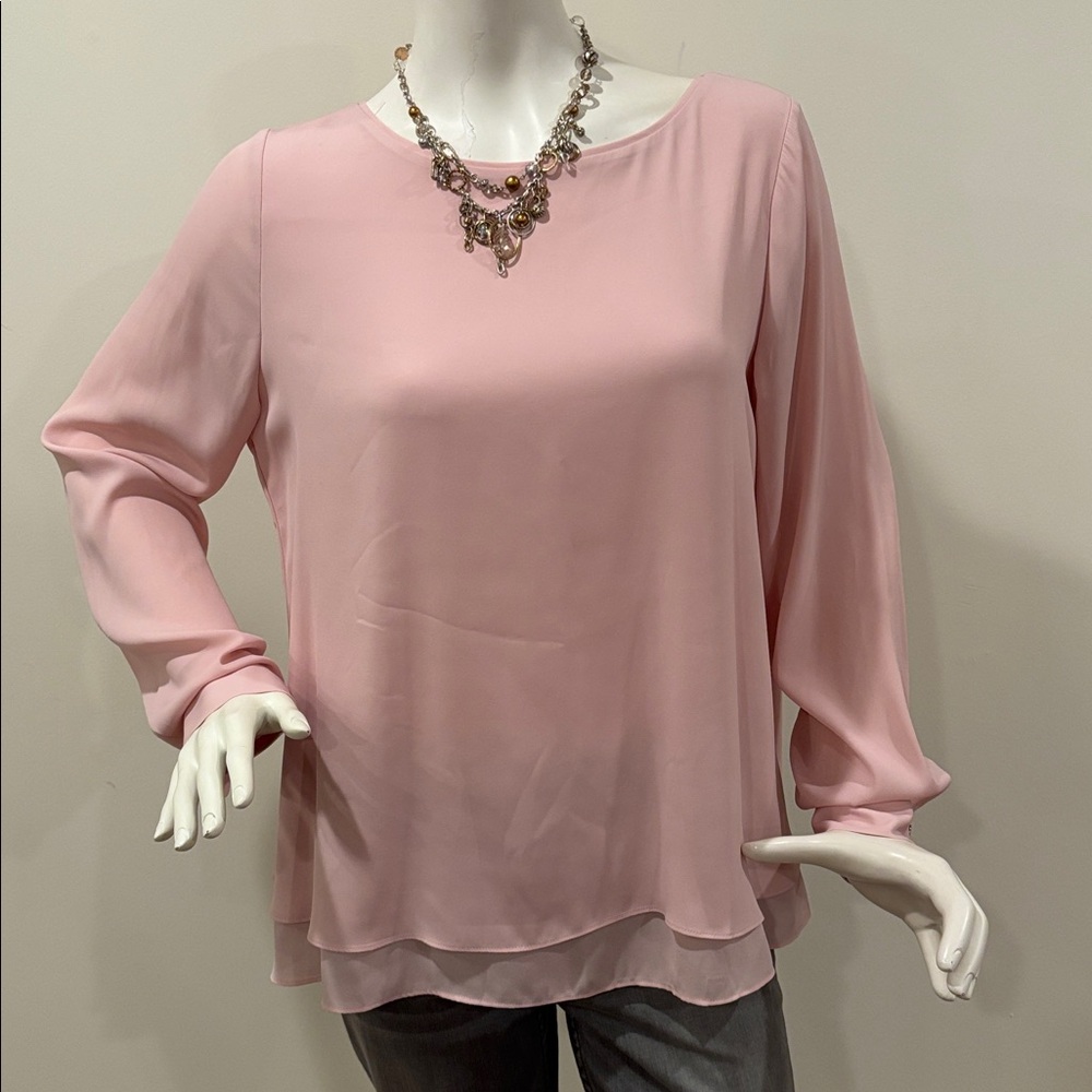 WHBM Dusty Rose Women's Split Back Blouse, size 10 - Picture 6 of 16